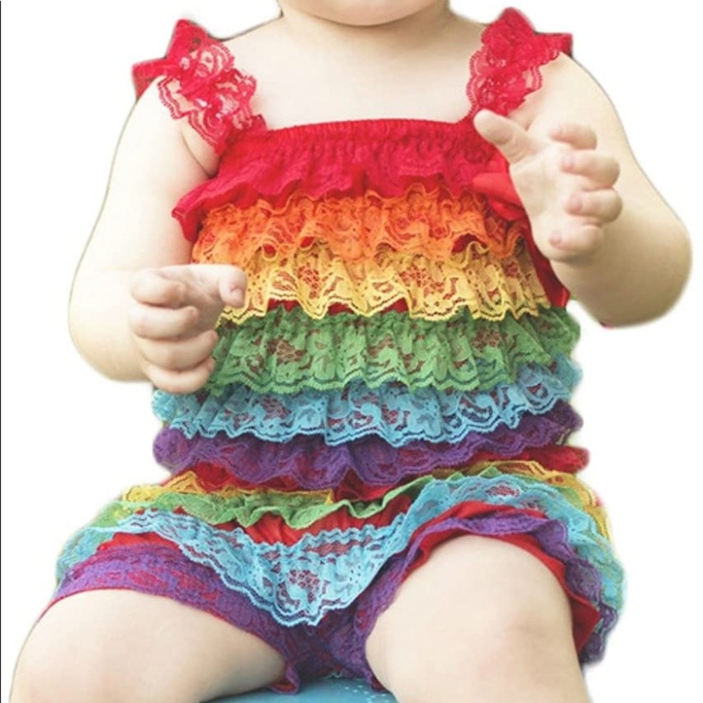 Rainbow Lace Petti Romper & Headband
